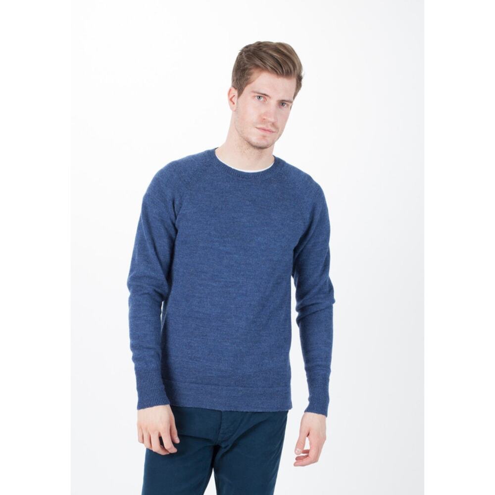 Nigel Cabourn Men's Scottish Wool 1940 Tubular Crew Neck Sweater Blue Size Large